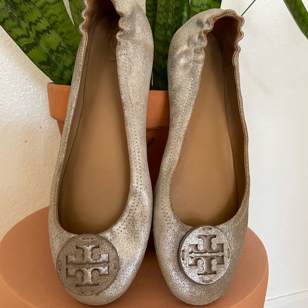 Tory Burch silver flats